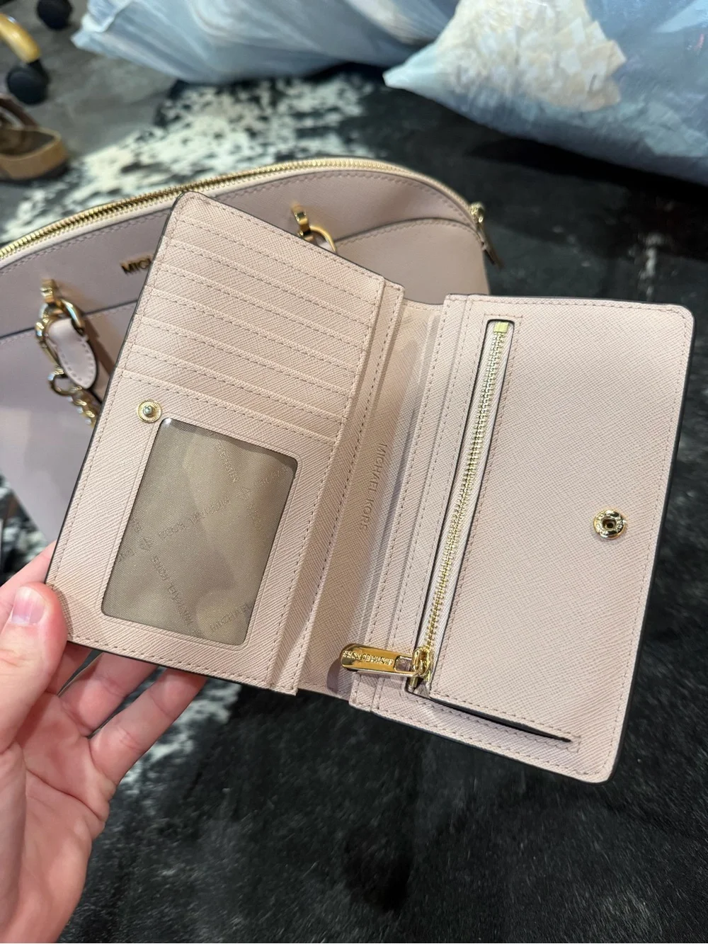 Michael Kors Blush Saffiano Dome Satchel with Matching Wallet